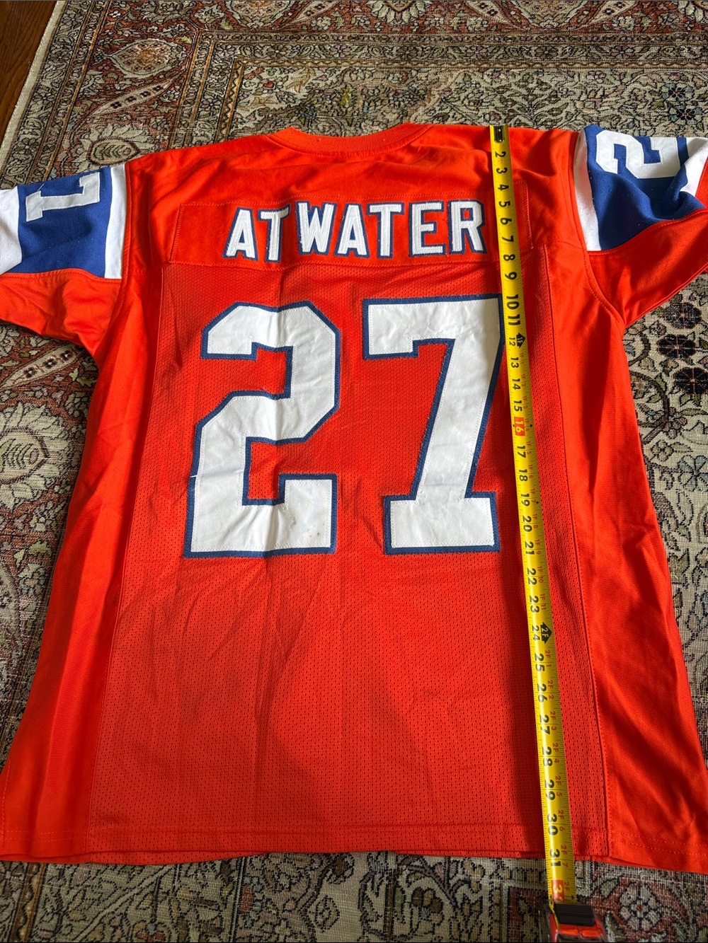 Men’s  Orange Football Jersey Top with Number 27 XL Atwater